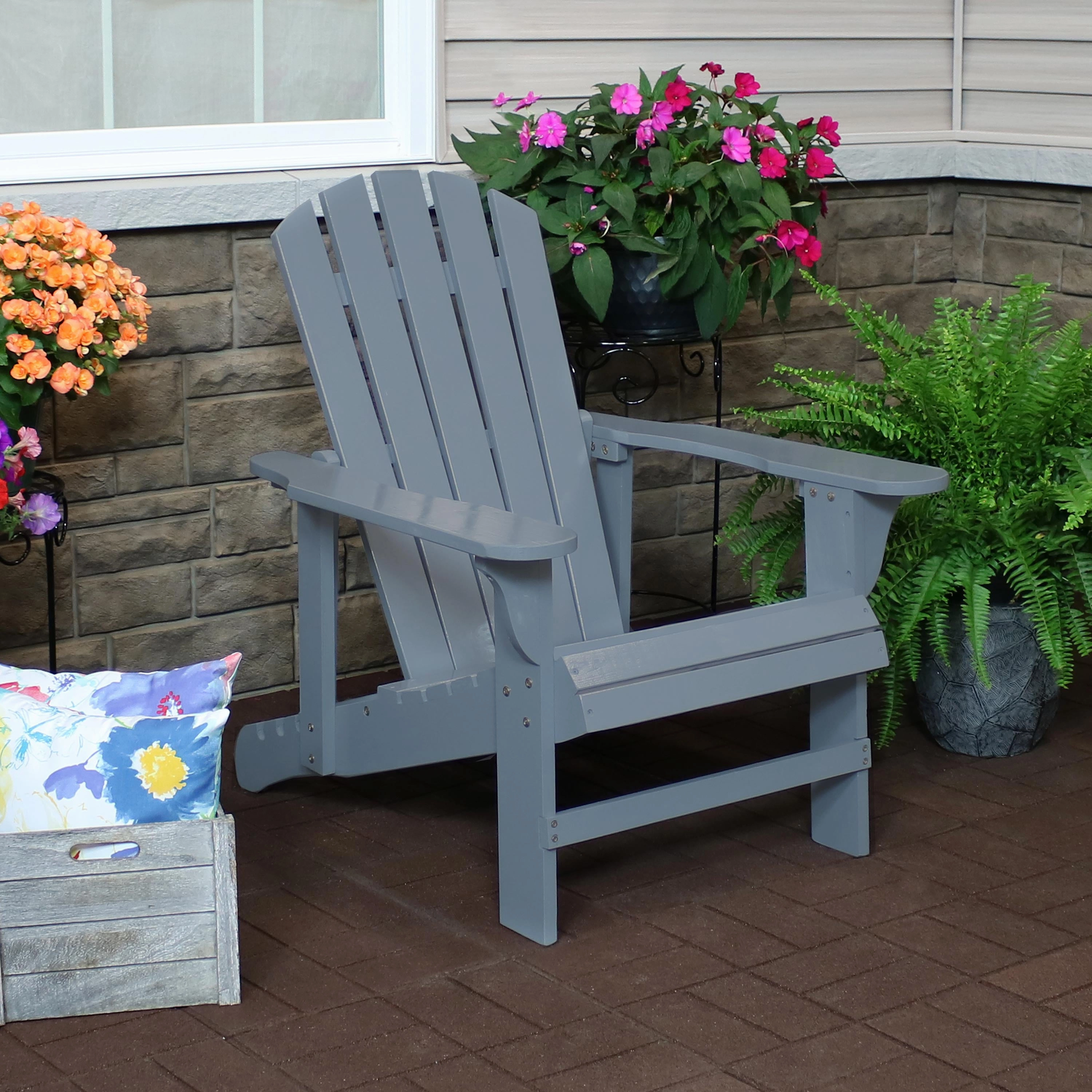 Sunnydaze Wooden Outdoor Adirondack Chair with Adjustable Backrest