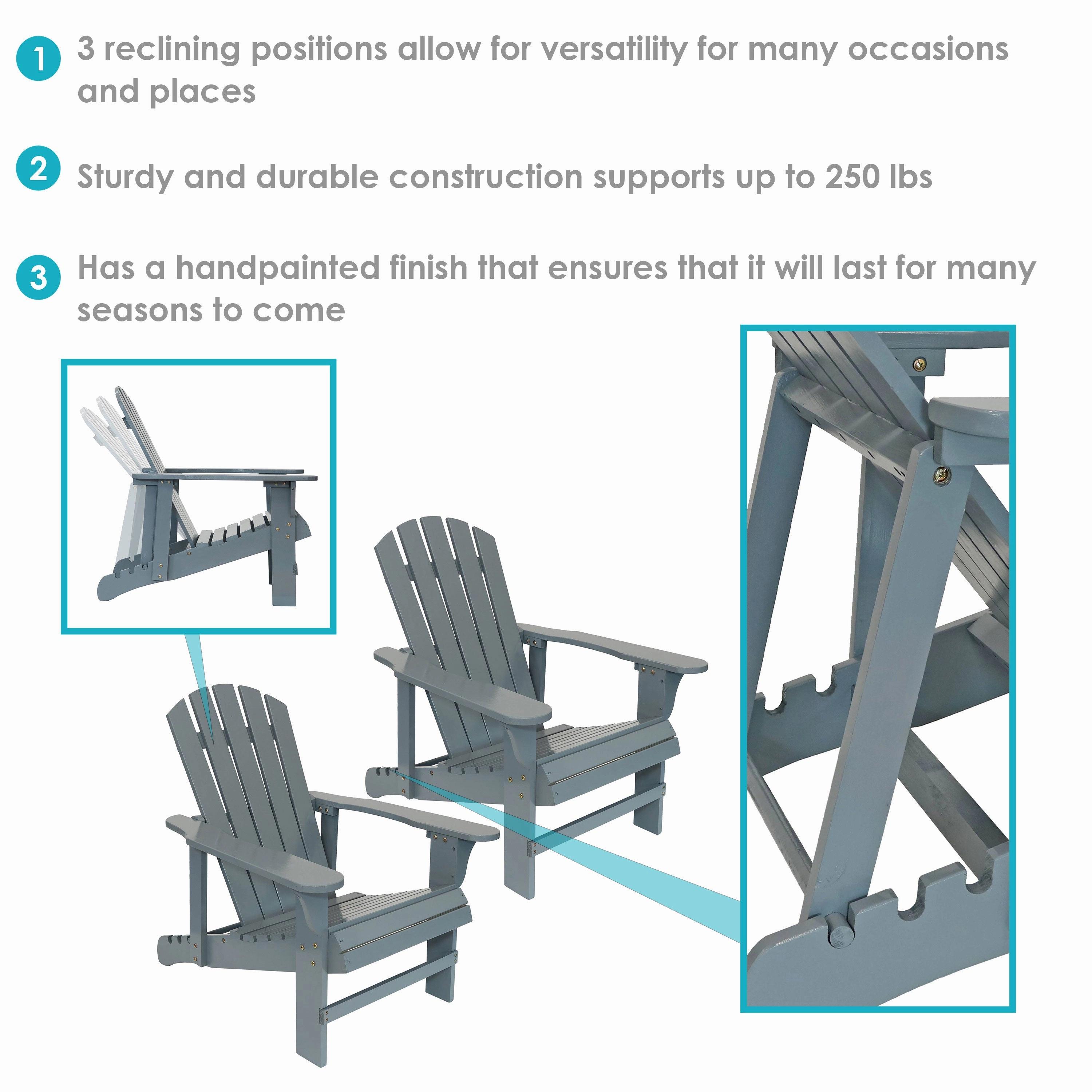Sunnydaze Wooden Outdoor Adirondack Chair with Adjustable Backrest