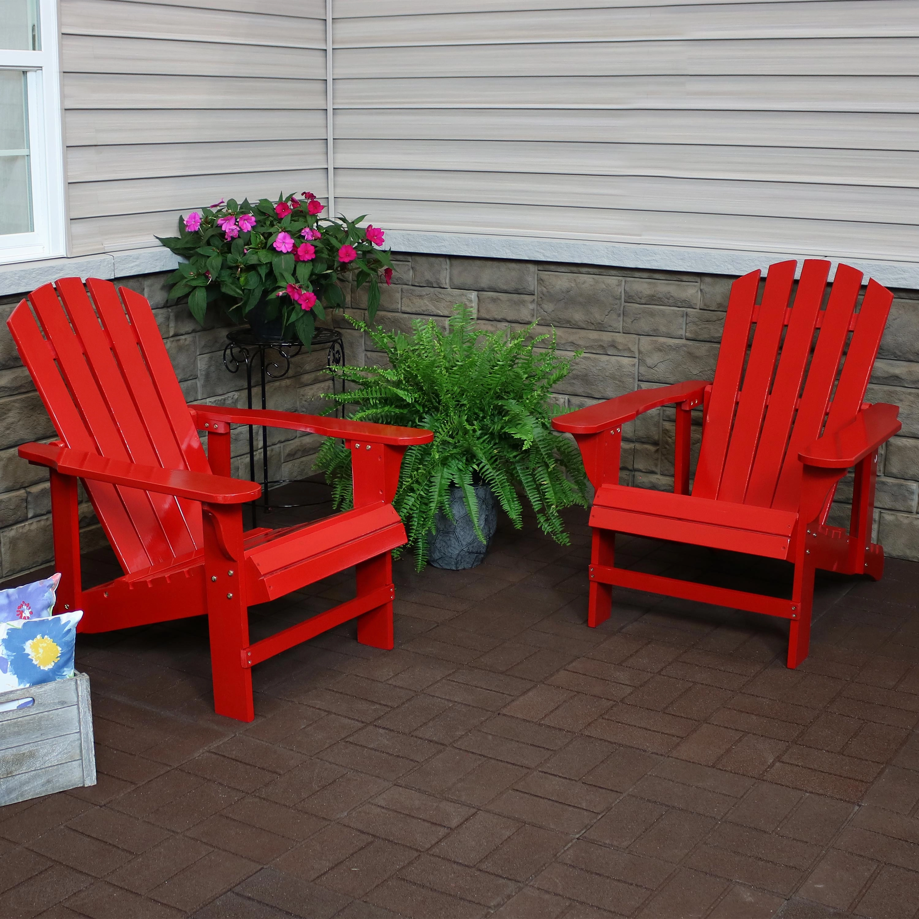 Sunnydaze Wooden Outdoor Adirondack Chair with Adjustable Backrest