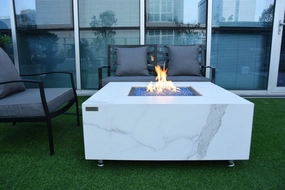 Tambora Marble Porcelain Fire Pit (Elementi) - White / Propaneoutdoor patio furniture set