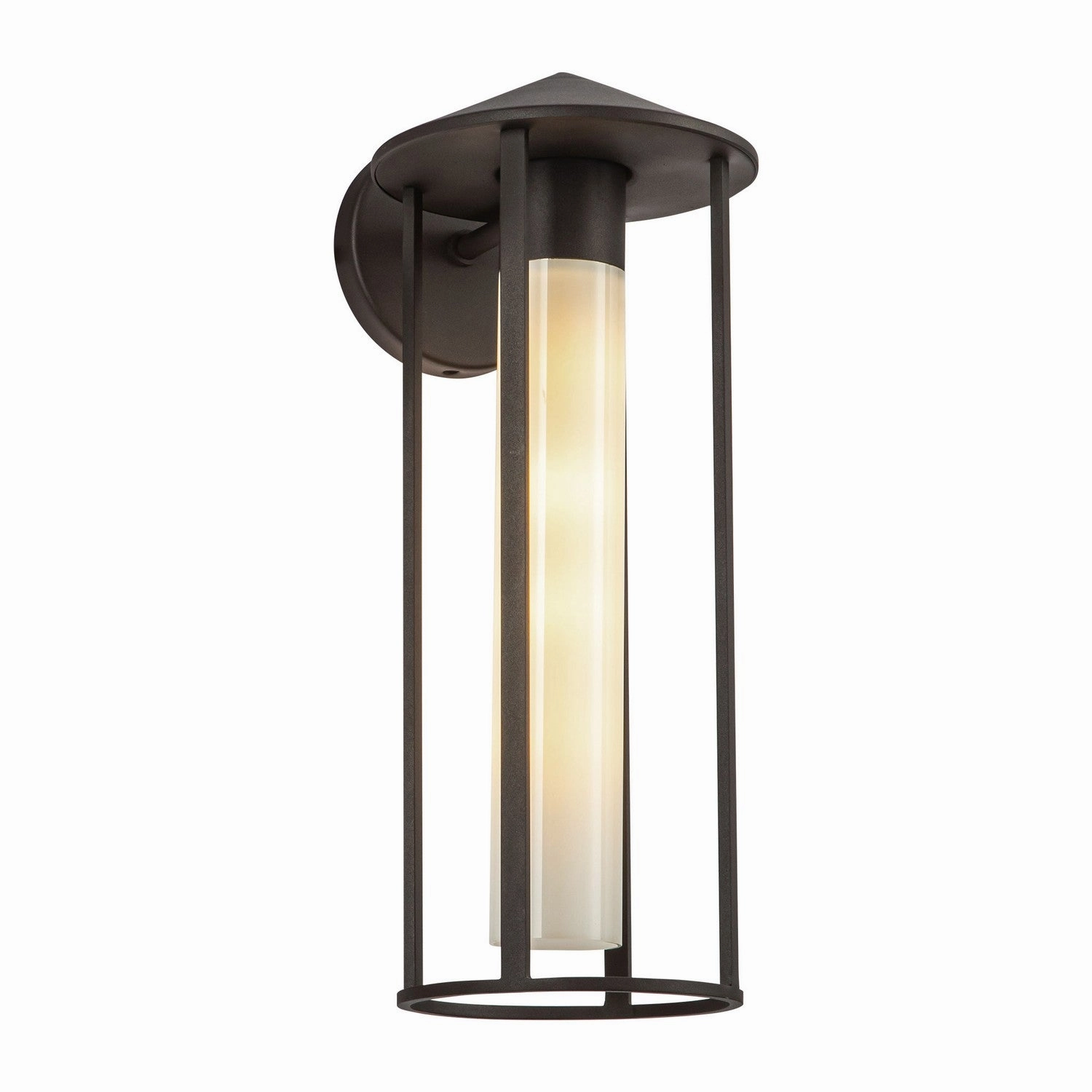 Tenko One Light Exterior Wall Mount Bronze/Glossy Opal Glass