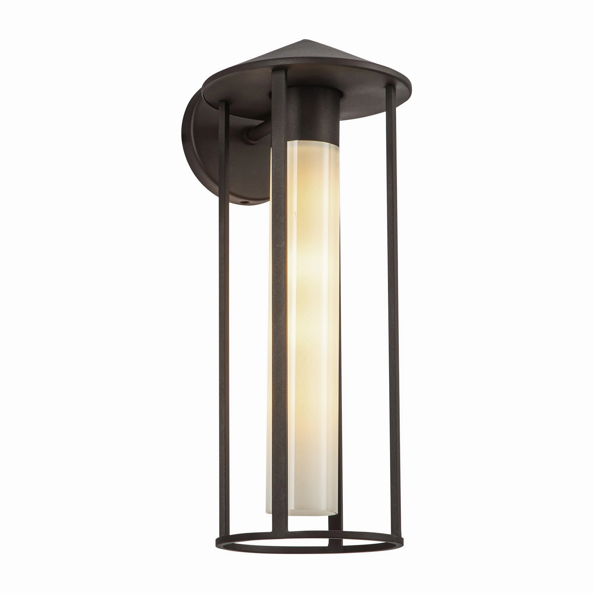 Tenko One Light Exterior Wall Mount Bronze/Glossy Opal Glass
