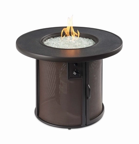 The Outdoor Greatroom Company 32 Inch Stonefire Brown Round Gas Fire Pit Table SF-32-Koutdoor fire table set with chairs