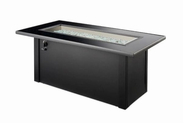 The Outdoor Greatroom Company 42 Inch Monte Carlo Linear Gas Fire Pit Table MCR-1242-BLK-Kportable outdoor fire pit with lid