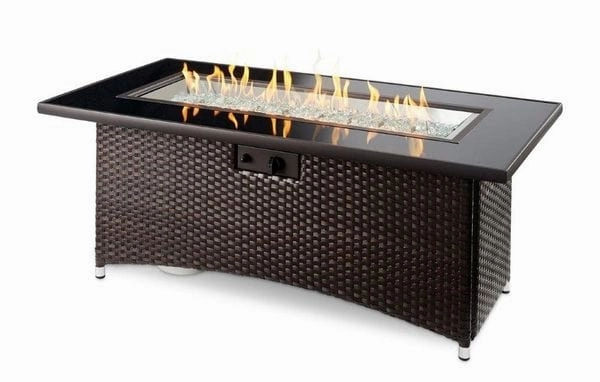 The Outdoor Greatroom Company 42 Inch Montego Linear Gas Fire Pit Table MG-1242-BLSM-Koutdoor fire table set with chairs