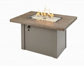 The Outdoor Greatroom Company 44 Inch Driftwood Havenwood Rectangular Gas Fire Pit Table HVDG-1224-Koutdoor fire table set with chairs