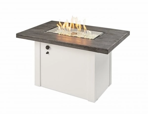 The Outdoor Greatroom Company 44 Inch Stone Grey Havenwood Rectangular Gas Fire Pit Table HVGW-1224-Koutdoor fire table set with chairs