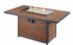 The Outdoor GreatRoom Company 50 Inch Brown Kenwood Chat Height Rectangular Fire Table KW-1224-19-Kportable outdoor fire pit with lid