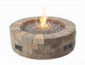 The Outdoor Greatroom Company 52 Inch Bronson Block Round Gas Fire Pit Kit BRON52-Kportable outdoor fire pit with lid
