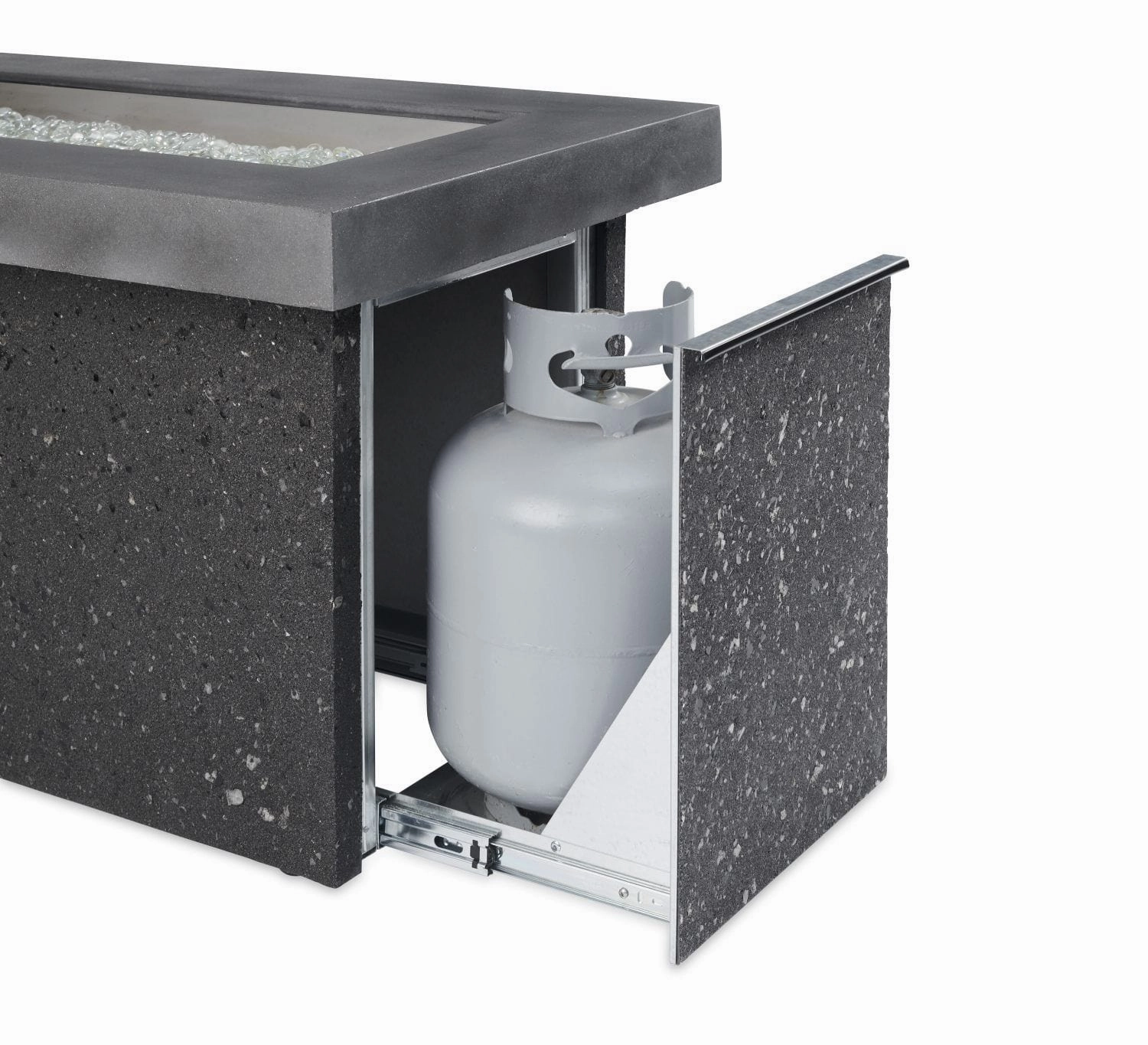 The Outdoor GreatRoom Company 54 Inch Grey Key Largo Linear Gas Fire Pit Table KL1242MDSILP