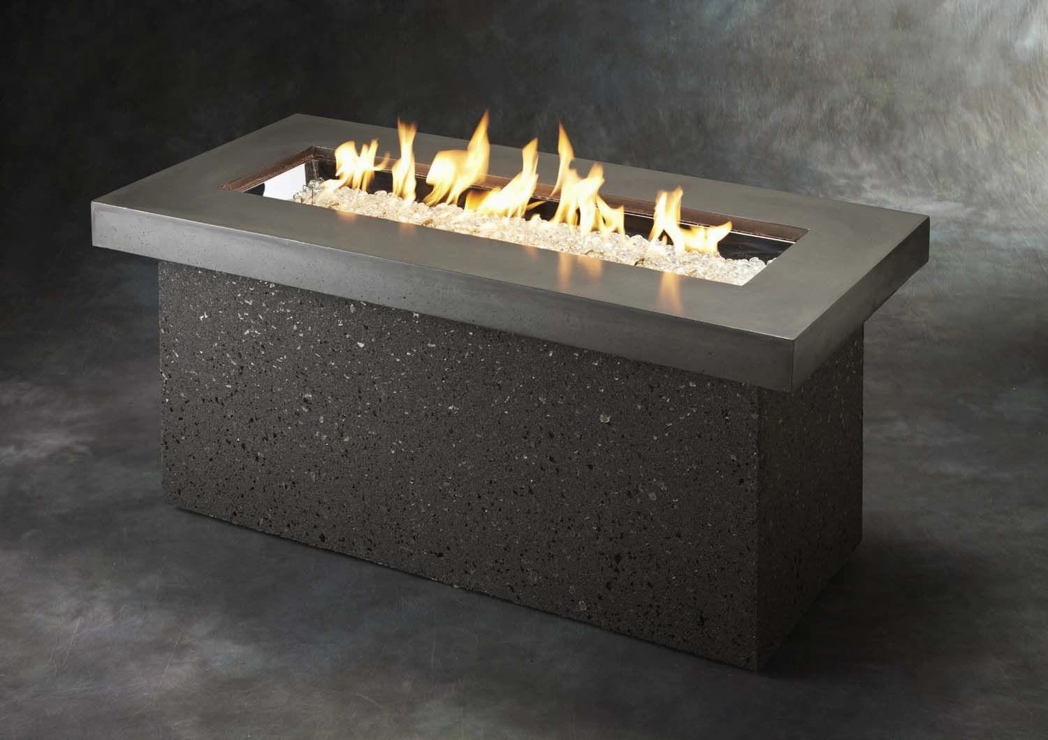 The Outdoor GreatRoom Company 54 Inch Grey Key Largo Linear Gas Fire Pit Table KL1242MDSILP