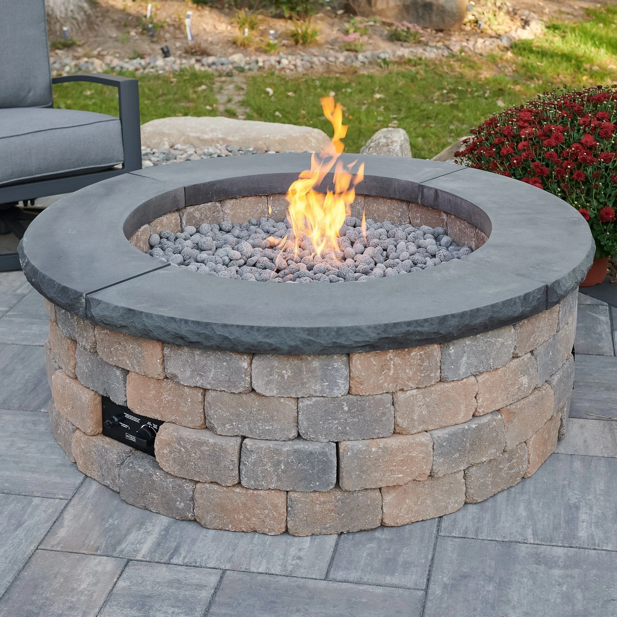 The Outdoor GreatRoom Company Concrete Top for Round Bronson Block Gas Fire Pit Kit