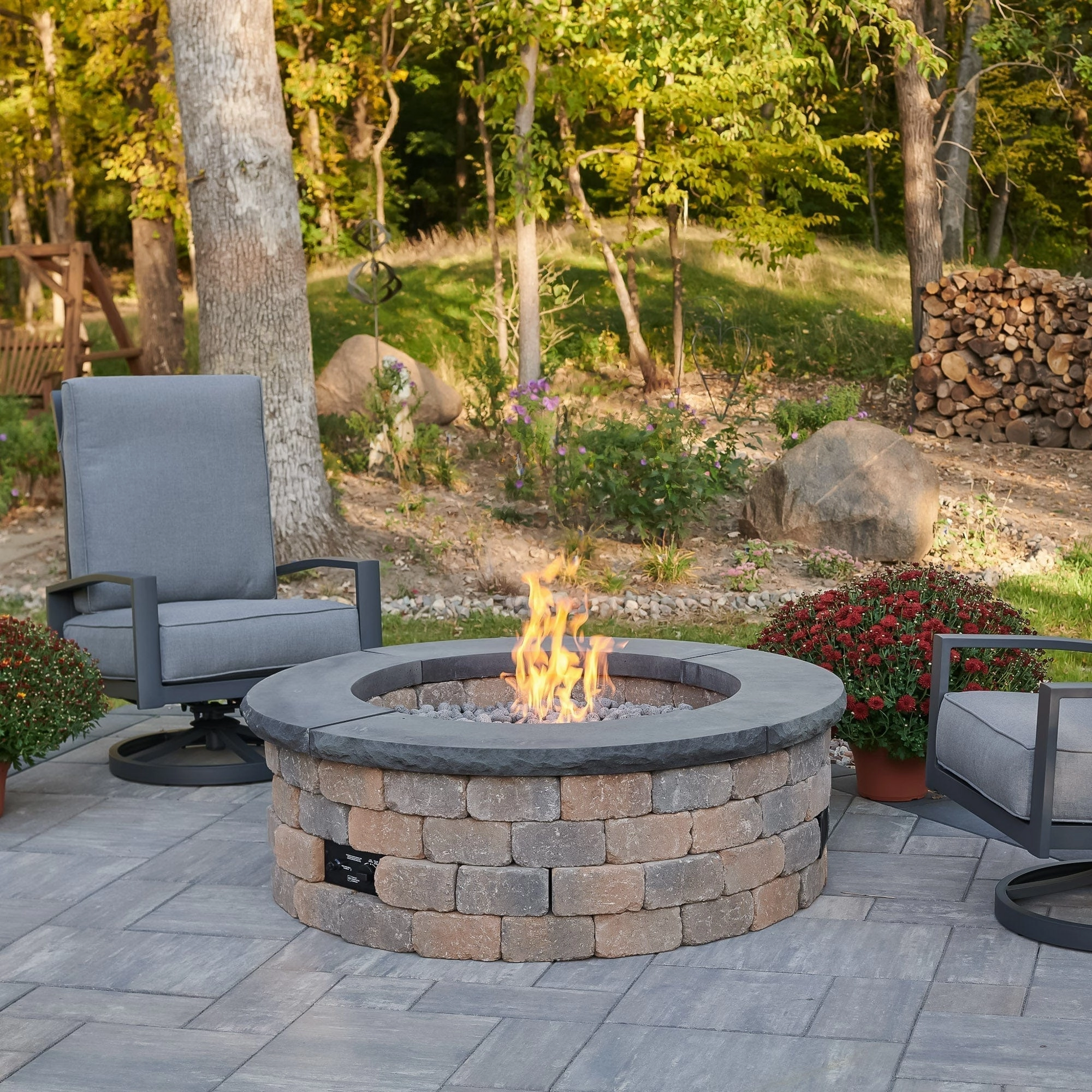 The Outdoor GreatRoom Company Concrete Top for Round Bronson Block Gas Fire Pit Kit