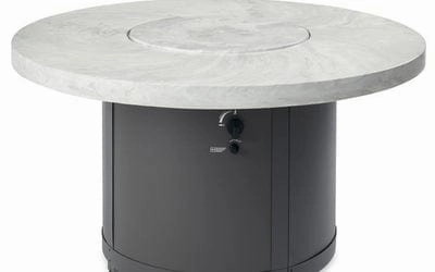 The Outdoor Greatroom Company Fire Pit Table 48 Inch Beacon White Onyx Chat-Height Gas Fire Pit Table BC-20-WO