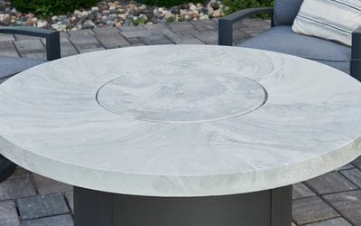 The Outdoor Greatroom Company Fire Pit Table 48 Inch Beacon White Onyx Chat-Height Gas Fire Pit Table BC-20-WO