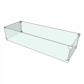 The Outdoor Plus 14x24x8 inch Rectangular Tempered Glass Wind Guard OPT-WG-2414Fireproof mat for under fire pit