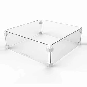 The Outdoor Plus 28x28 inch Square Tempered Glass Wind Guard OPT-WG-2828Fireproof mat for under fire pit