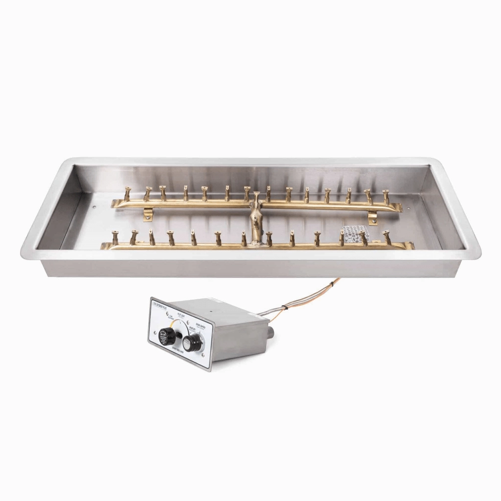 The Outdoor Plus 48x12 Rectangular Drop-in Pan With Brass 'H' Bullet Burner OPT-BP1224RD