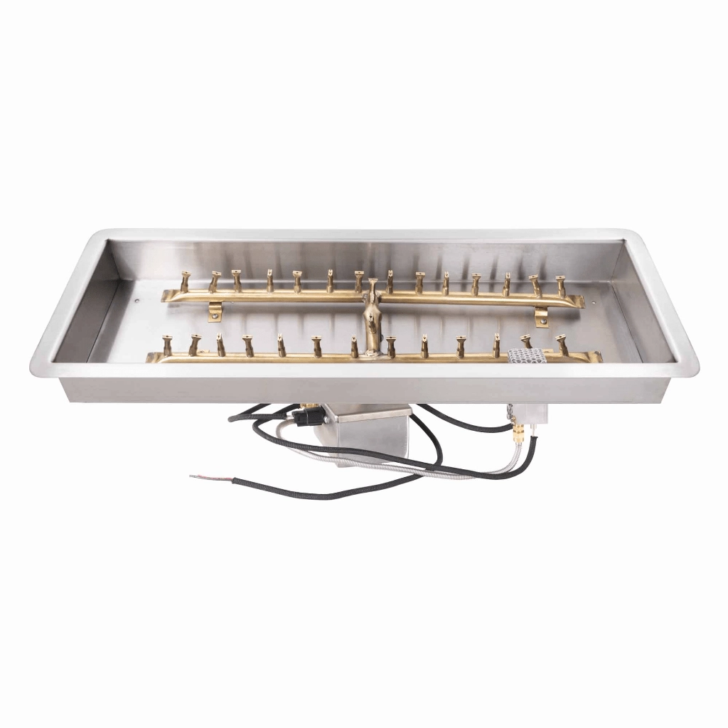 The Outdoor Plus 48x12 Rectangular Drop-in Pan With Brass 'H' Bullet Burner OPT-BP1224RD