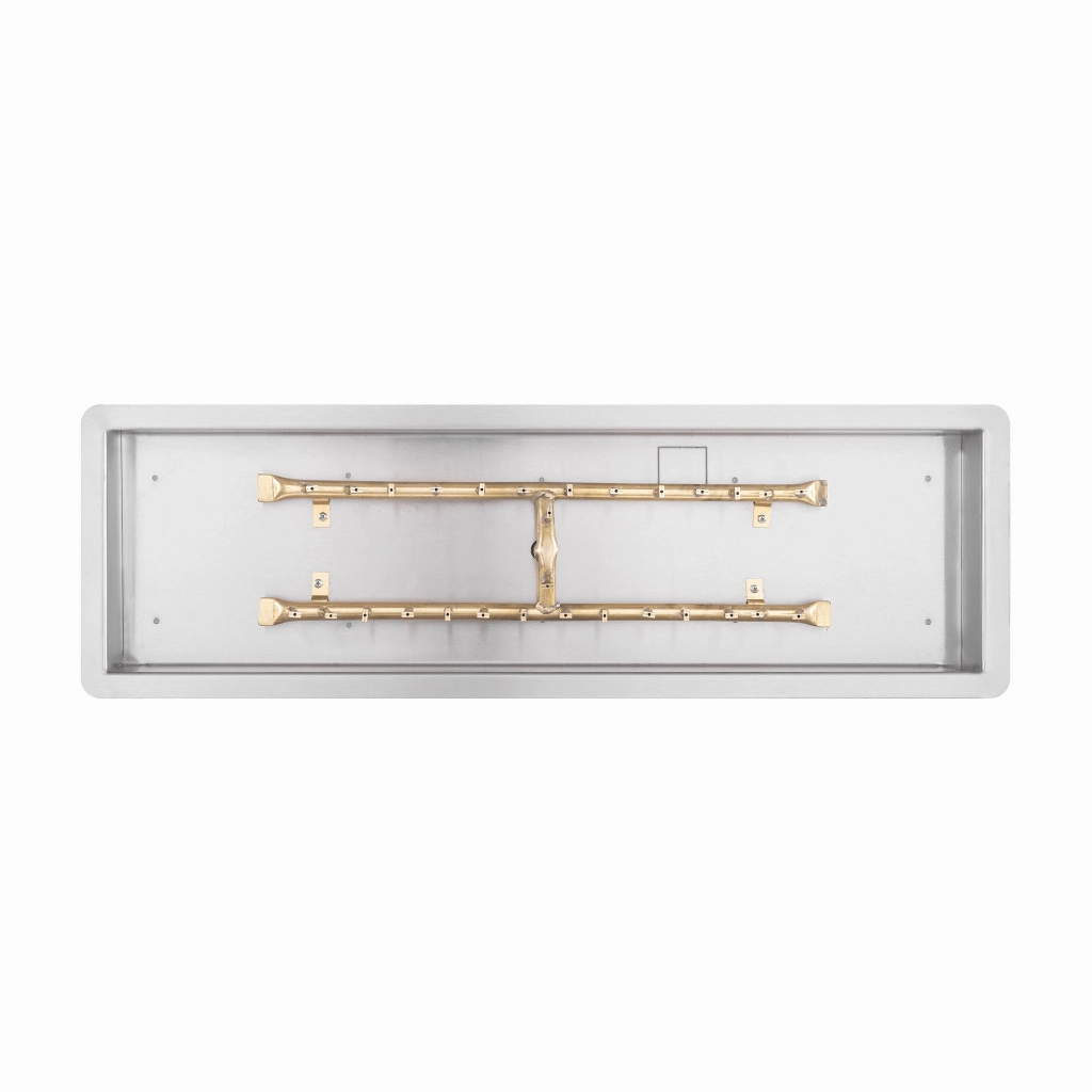 The Outdoor Plus 48x12 Rectangular Drop-in Pan With Brass 'H' Bullet Burner OPT-BP1224RDportable outdoor fire pit with lid