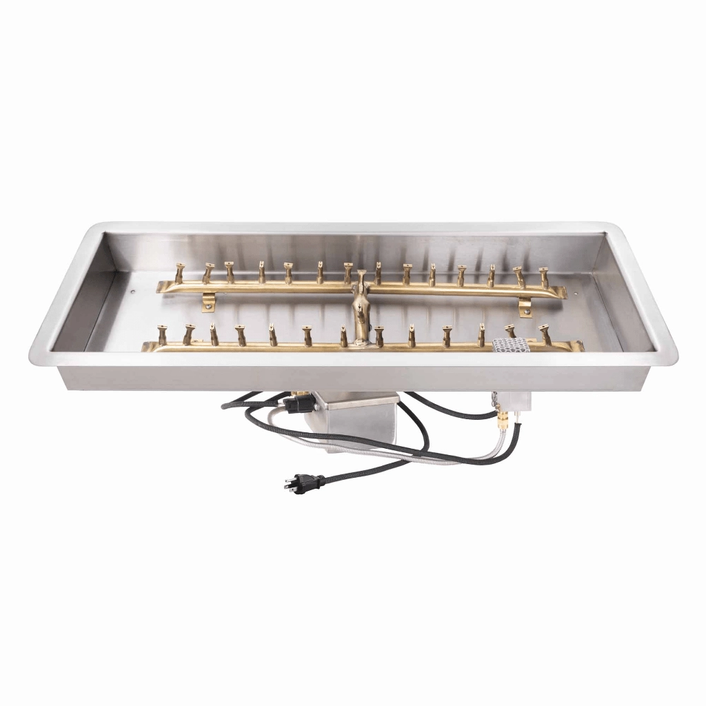 The Outdoor Plus 48x12 Rectangular Drop-in Pan With Brass 'H' Bullet Burner OPT-BP1224RD
