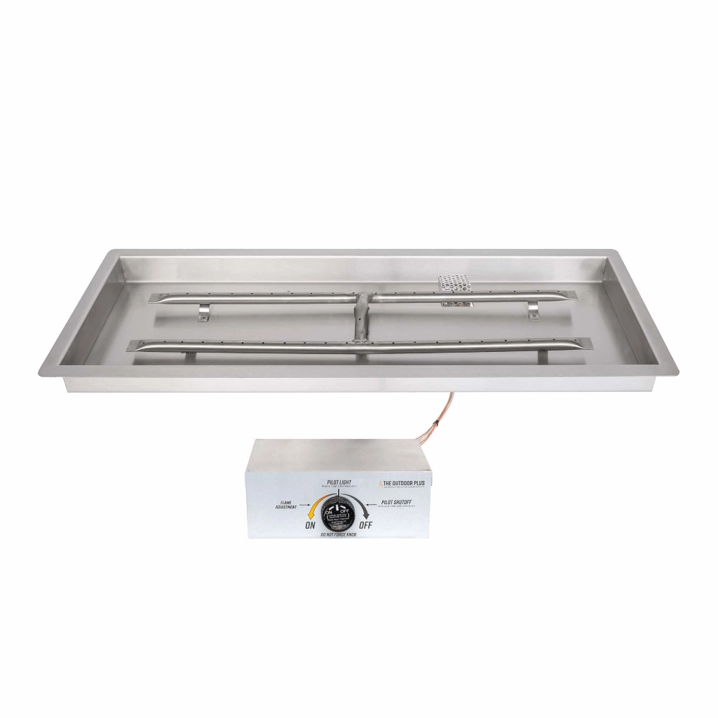 The Outdoor Plus 48x12 Rectangular Drop-In Pan With Stainless Steel 'H' Burner OPT-PB1248