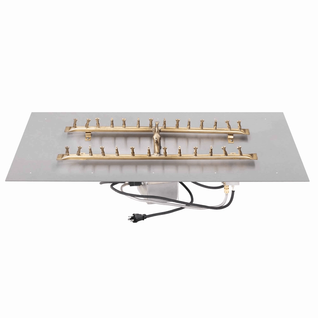 The Outdoor Plus 48x12 Rectangular Flat Pan With Brass 'H' Bullet Burner OPT-BFP1248R