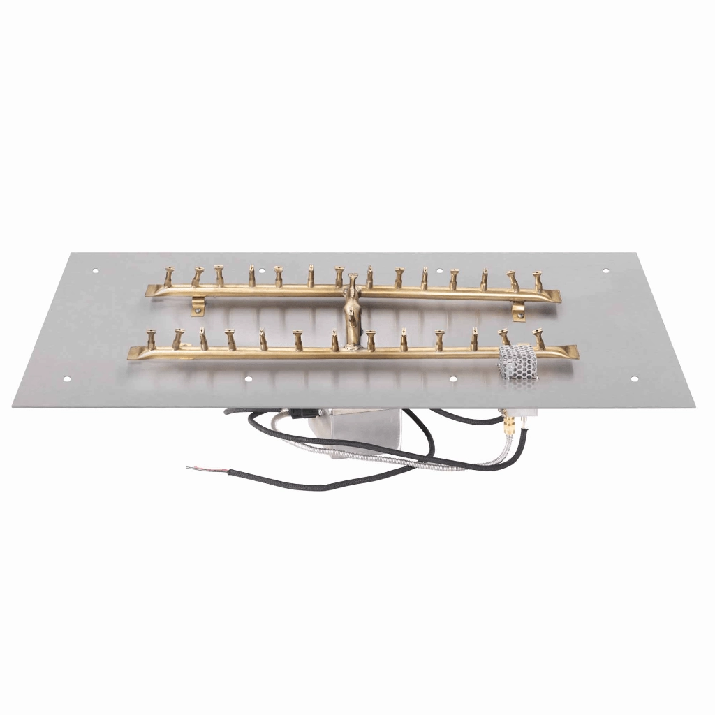 The Outdoor Plus 48x12 Rectangular Flat Pan With Brass 'H' Bullet Burner OPT-BFP1248R