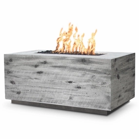 The Outdoor Plus - Catalina Wood Grain Rectangle Concrete Fire Pit Table OPT-CTLportable outdoor fire pit with lid