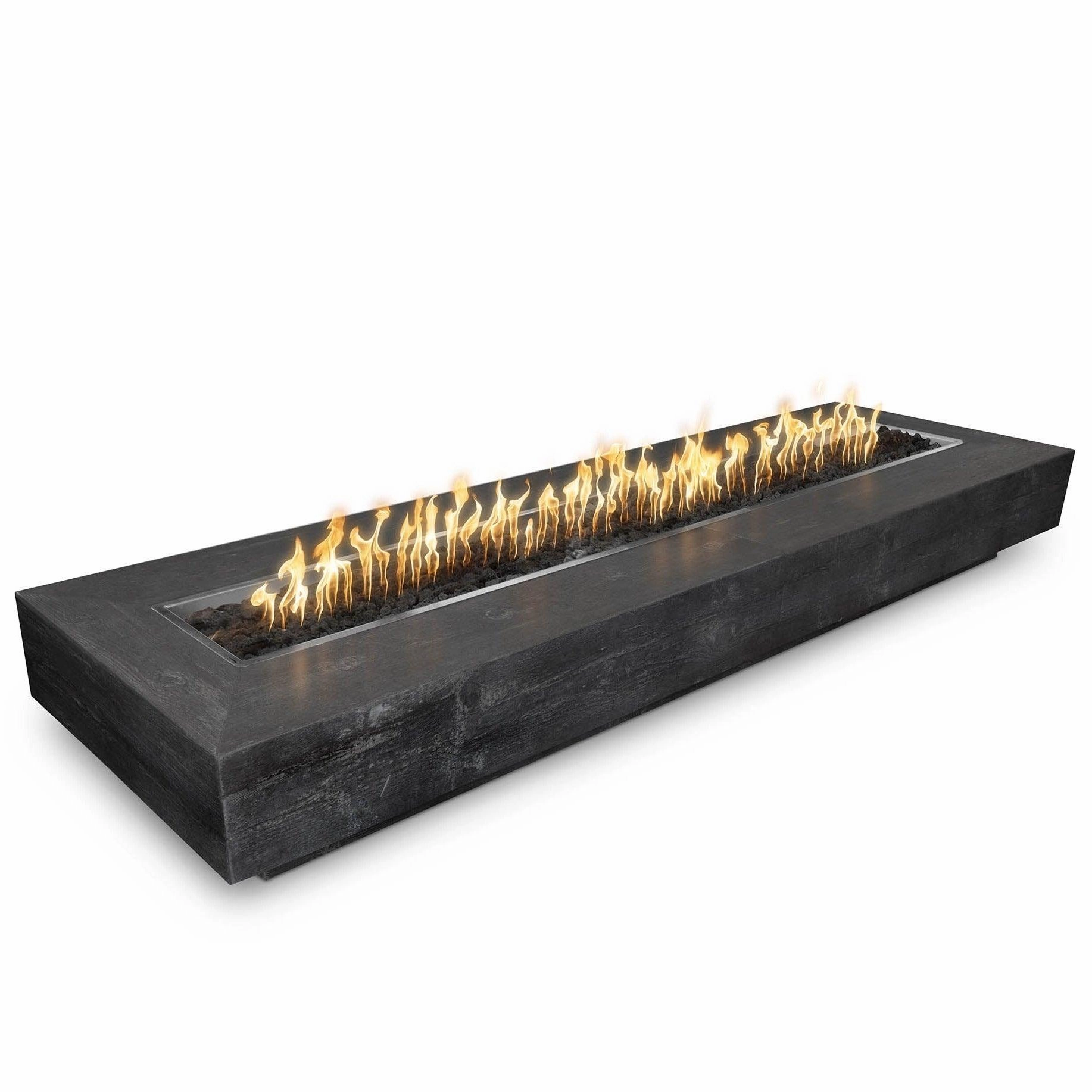 The Outdoor Plus - Coronado Rectangular Wood Grain Concrete Fire Pit Table OPT-CORportable outdoor fire pit with lid