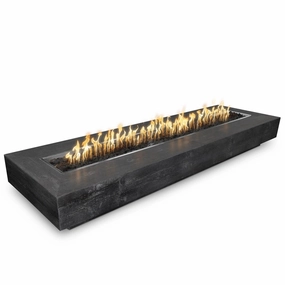 The Outdoor Plus - Coronado Rectangular Wood Grain Concrete Fire Pit Table OPT-CORportable outdoor fire pit with lid