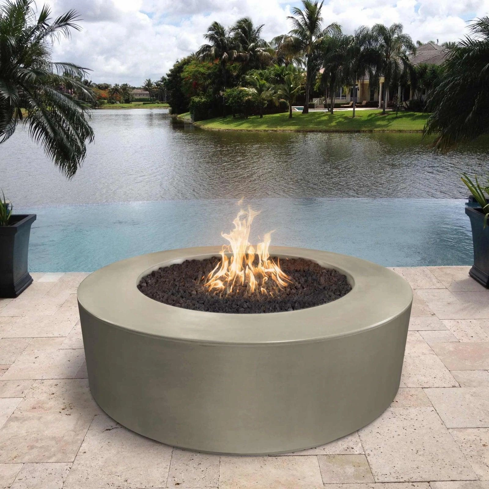 The Outdoor Plus - Florence 42" Round Concrete Fire Pit Table OPT-FL42