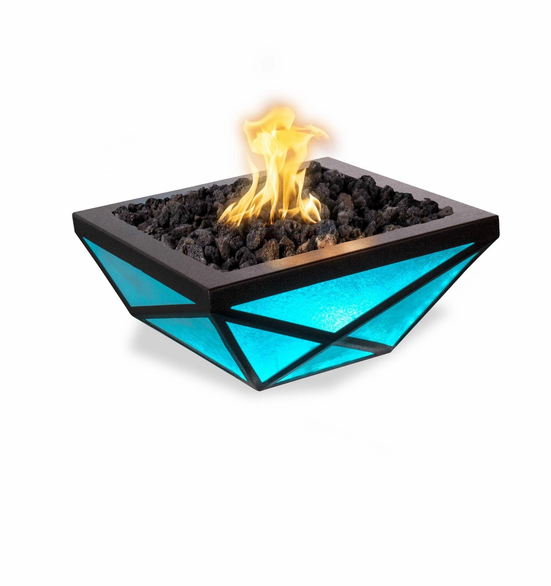 The Outdoor Plus - Gladiator LED Metal Powder Coat Finish Square Fire Pit Bowl OPT-GLDPCLED