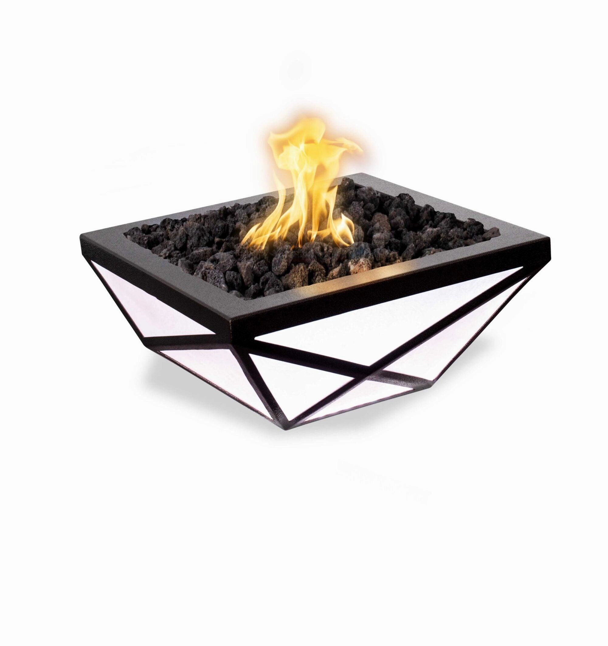 The Outdoor Plus - Gladiator LED Metal Powder Coat Finish Square Fire Pit Bowl OPT-GLDPCLED