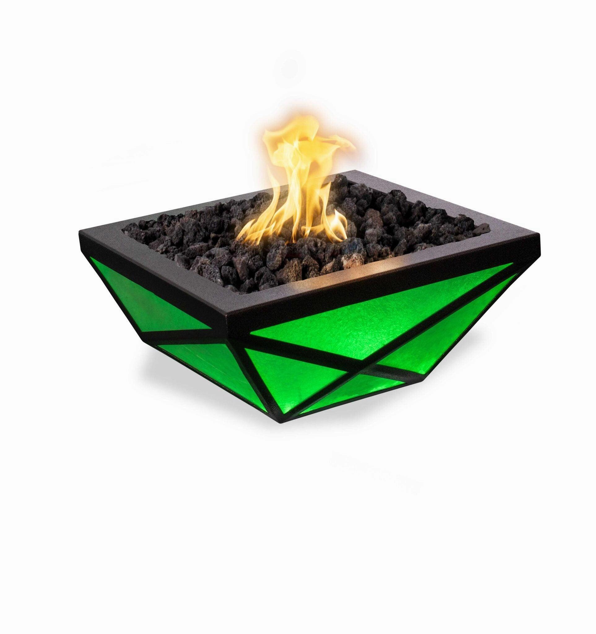 The Outdoor Plus - Gladiator LED Metal Powder Coat Finish Square Fire Pit Bowl OPT-GLDPCLED