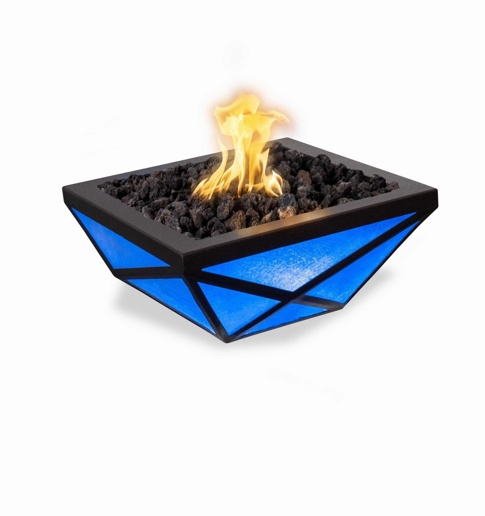 The Outdoor Plus - Gladiator LED Metal Powder Coat Finish Square Fire Pit Bowl OPT-GLDPCLEDportable outdoor fire pit with lid