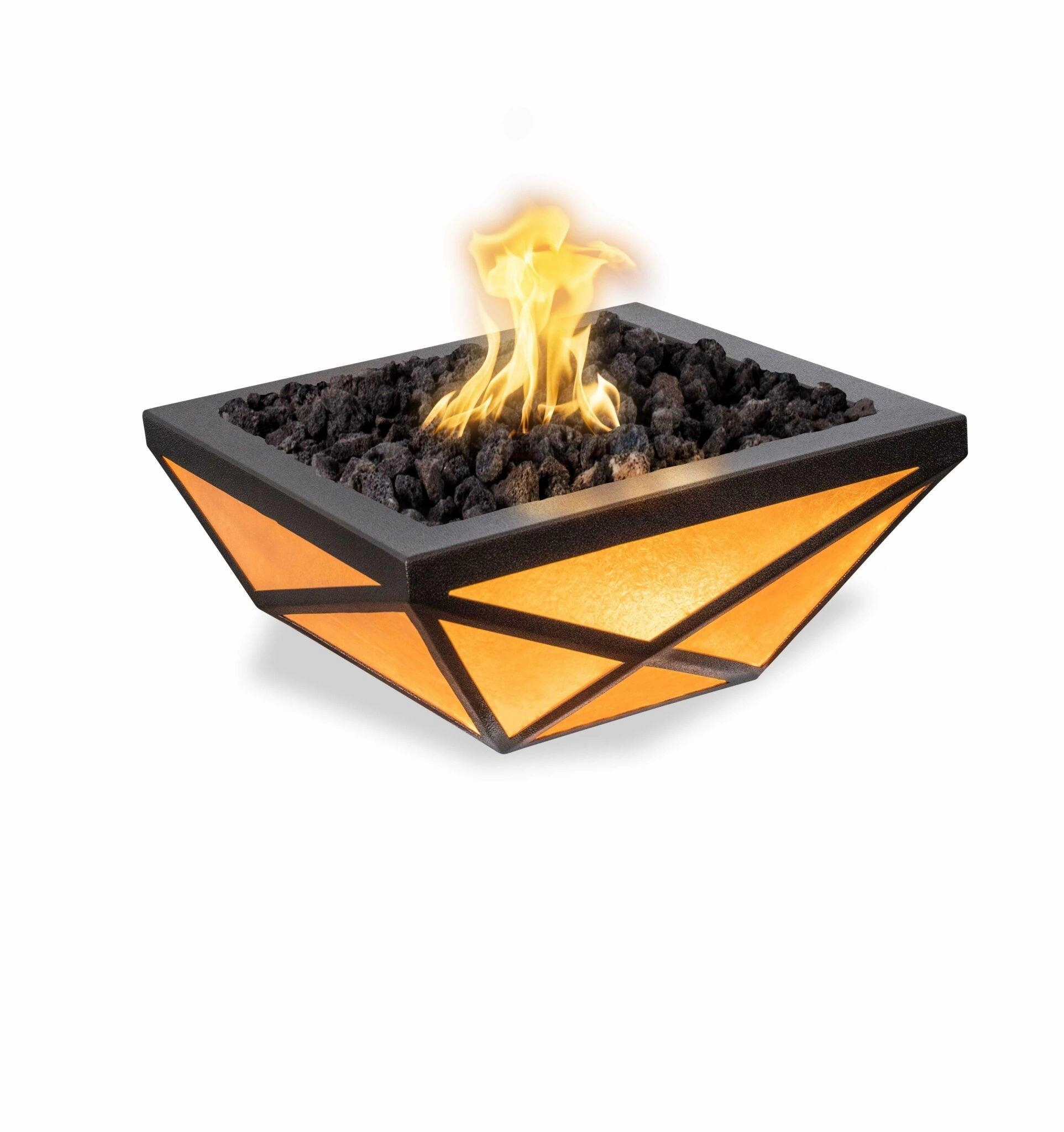 The Outdoor Plus - Gladiator LED Metal Powder Coat Finish Square Fire Pit Bowl OPT-GLDPCLED