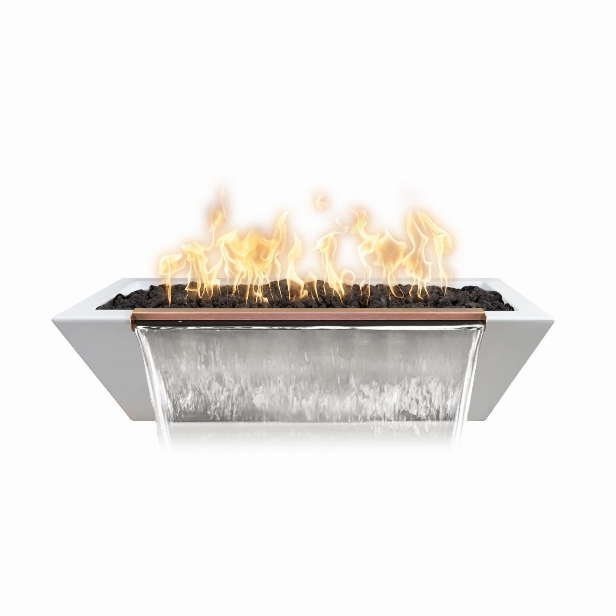 The Outdoor Plus - Linear Maya 48" x 20" Rectangular Concrete Fire & Water Bowl OPT-4820MFWportable outdoor fire pit with lid