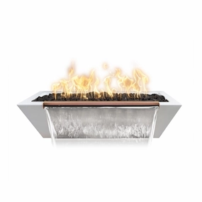 The Outdoor Plus - Linear Maya 48" x 20" Rectangular Concrete Fire & Water Bowl OPT-4820MFWportable outdoor fire pit with lid