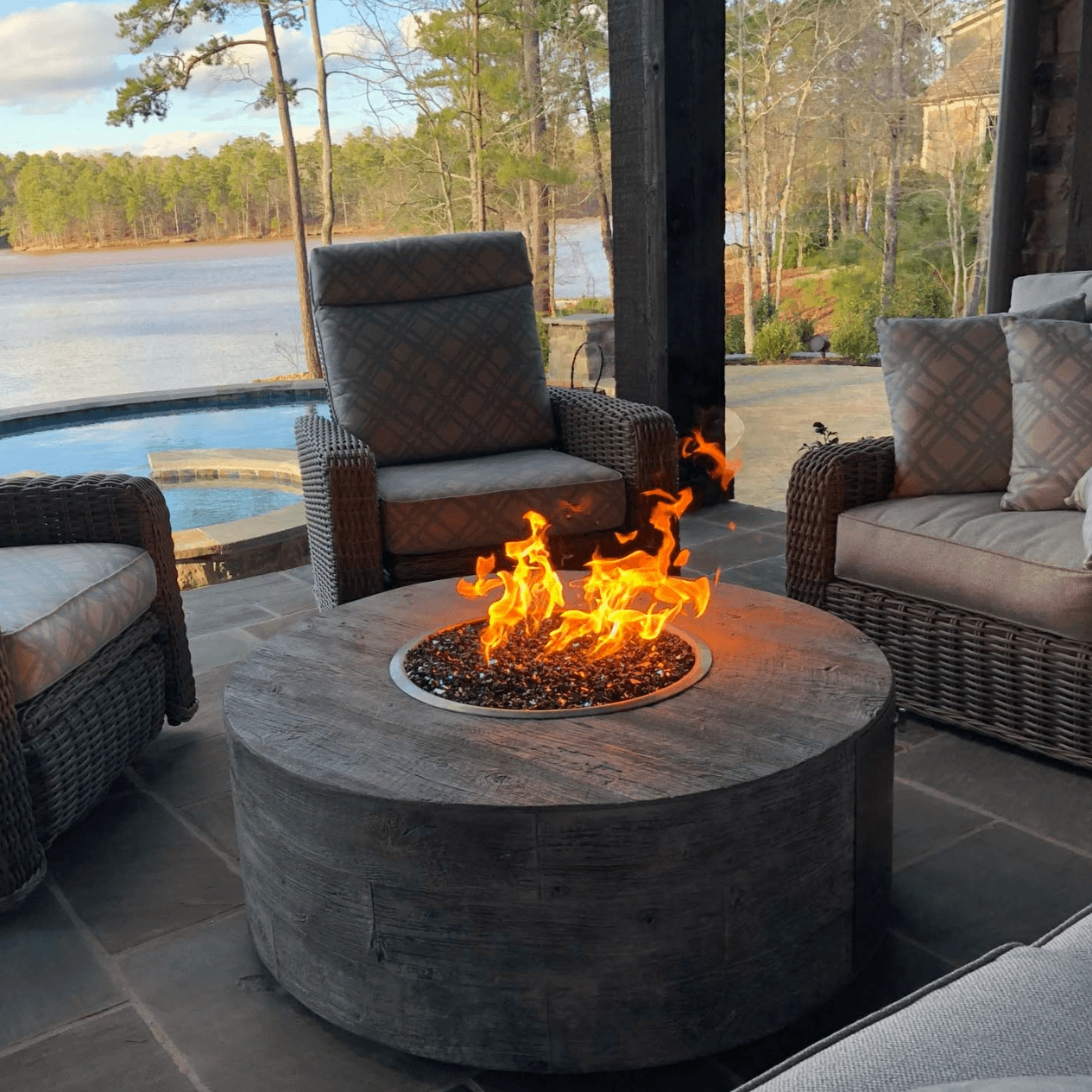 The Outdoor Plus - Sequoia Collection Round Wood Grain Fire Pit OPT-SEQ