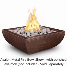 The Outdoor Plus Avalon 24" Hammered Copper Square Match Lit Fire Bowl OPT-24AVCPFportable outdoor fire pit with lid