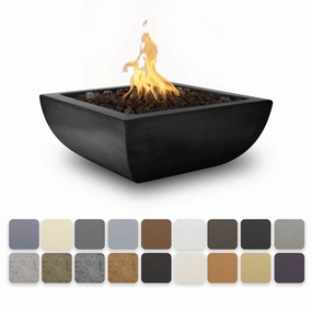 The Outdoor Plus Avalon GFRC 30" Concrete Square Match Lit Fire Bowl OPT-AVLFO30portable outdoor fire pit with lid