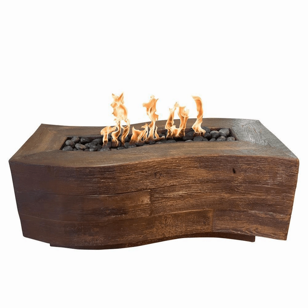 The Outdoor Plus Big Sur GFRC 72" Flame Sense with Spark Igniter Wood Grain Concrete Rectangle Gas Fire Pit OPT-BGSR72FSEN