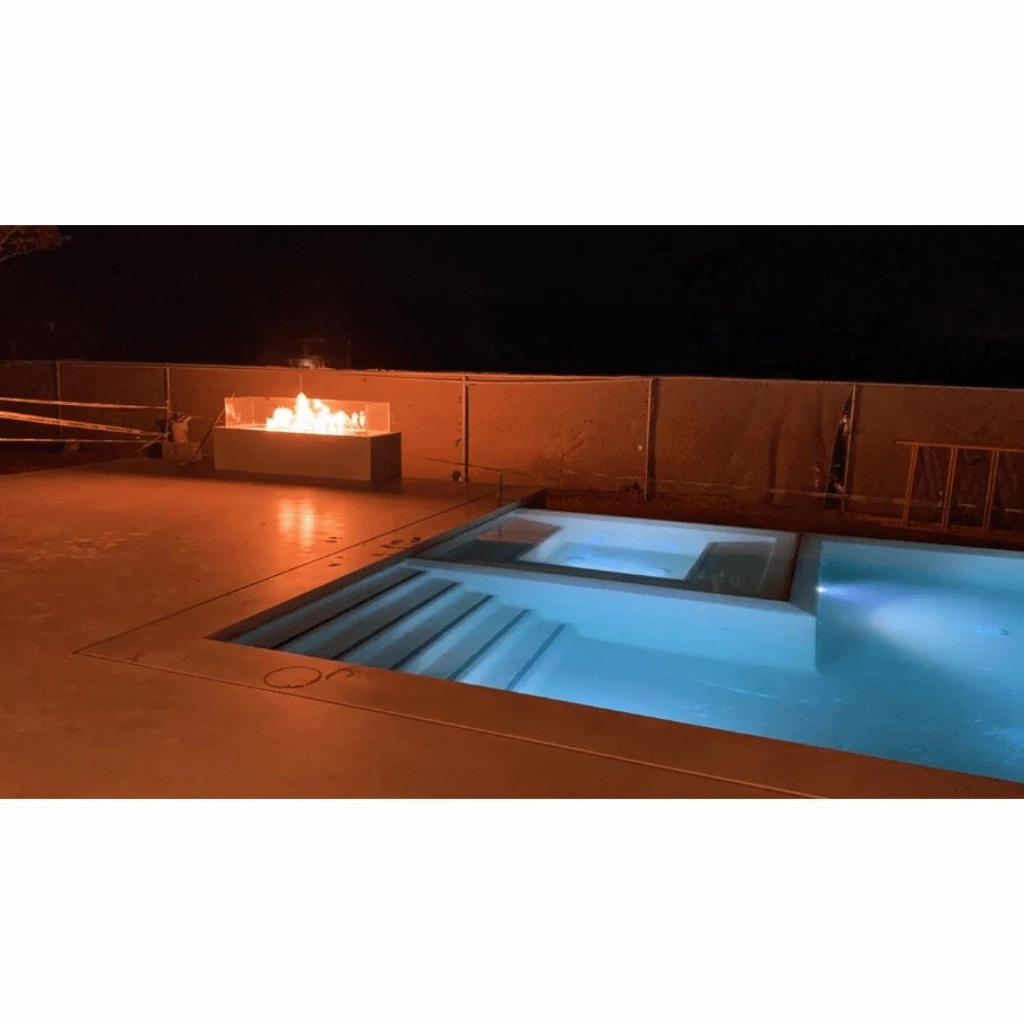 The Outdoor Plus Cabo Linear 56" GFRC Concrete Rectangle Flame Sense with Spark Igniter Fire Pit  OPT-CBLN56FSEN
