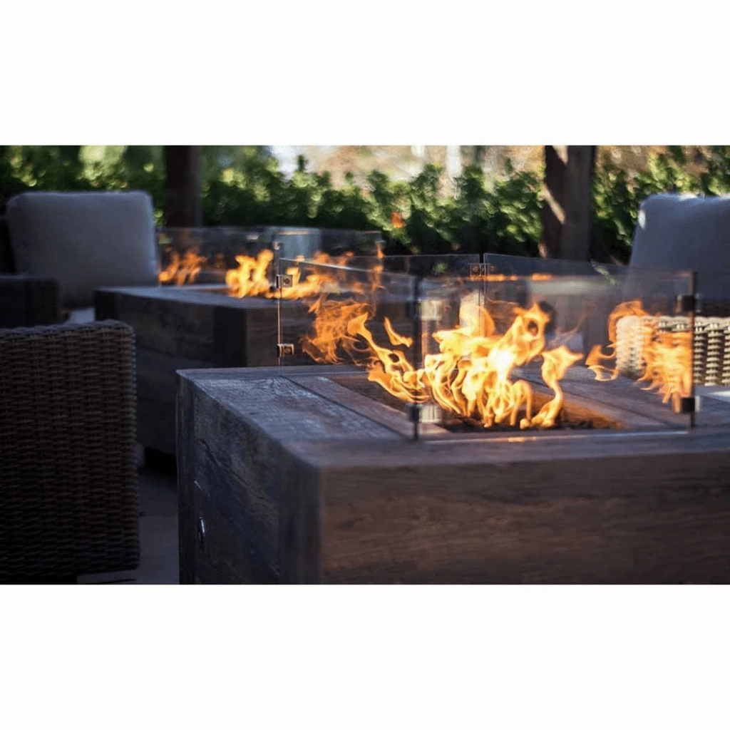 The Outdoor Plus Catalina 108" GFRC Wood Grain Concrete Rectangle Flame Sense with Spark Igniter Gas Fire Pit OPT-CTL108FSEN