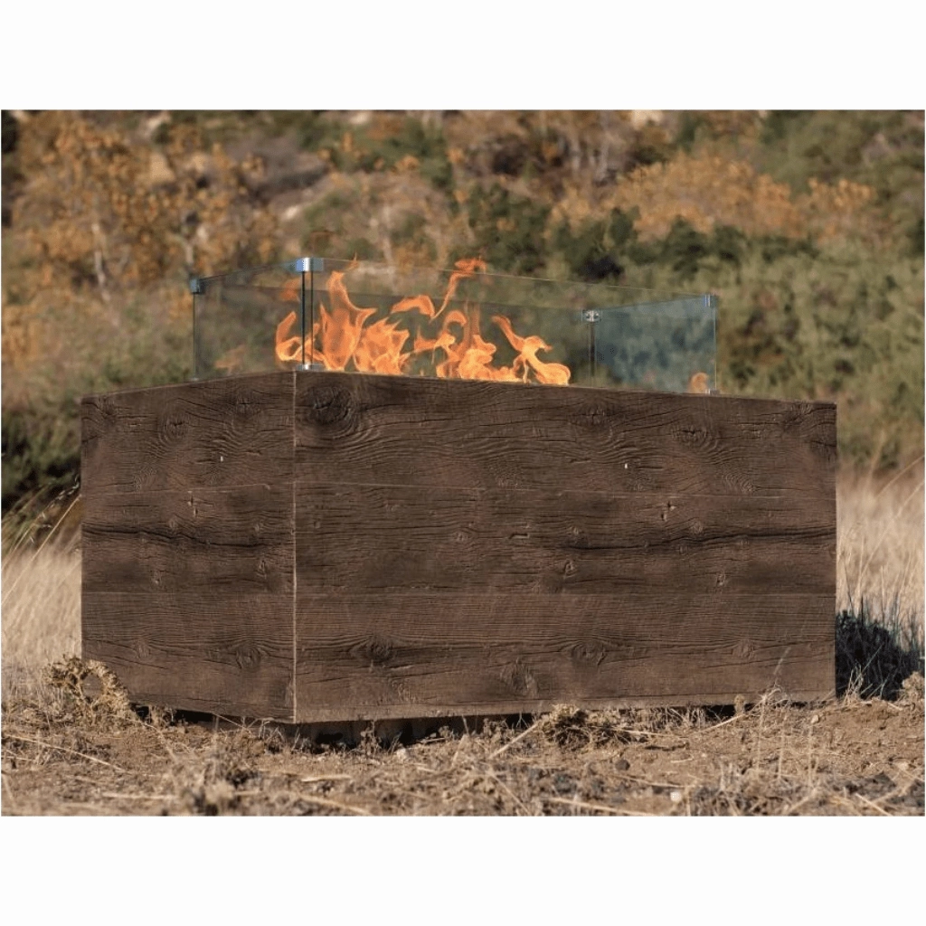 The Outdoor Plus Catalina 108" GFRC Wood Grain Concrete Rectangle Flame Sense with Spark Igniter Gas Fire Pit OPT-CTL108FSEN
