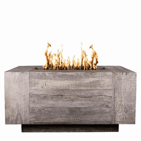 The Outdoor Plus Catalina GFRC 120" 110V Electronic Ignition Wood Grain Concrete Rectangle Gas Fire Pit OPT-CTL120EKITportable outdoor fire pit with lid