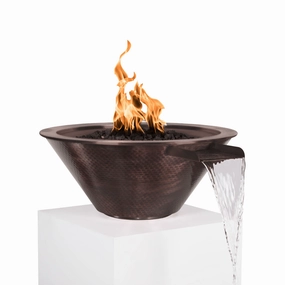 The Outdoor Plus Cazo 24" Match Lit Hammered Copper Round Fire & Water Bowl OPT-101-24NWCBportable outdoor fire pit with lid
