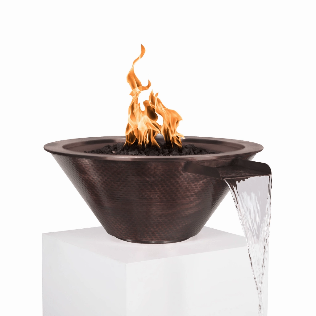 The Outdoor Plus Cazo 24" Match Lit Hammered Copper Round Fire & Water Bowl OPT-101-24NWCBportable outdoor fire pit with lid