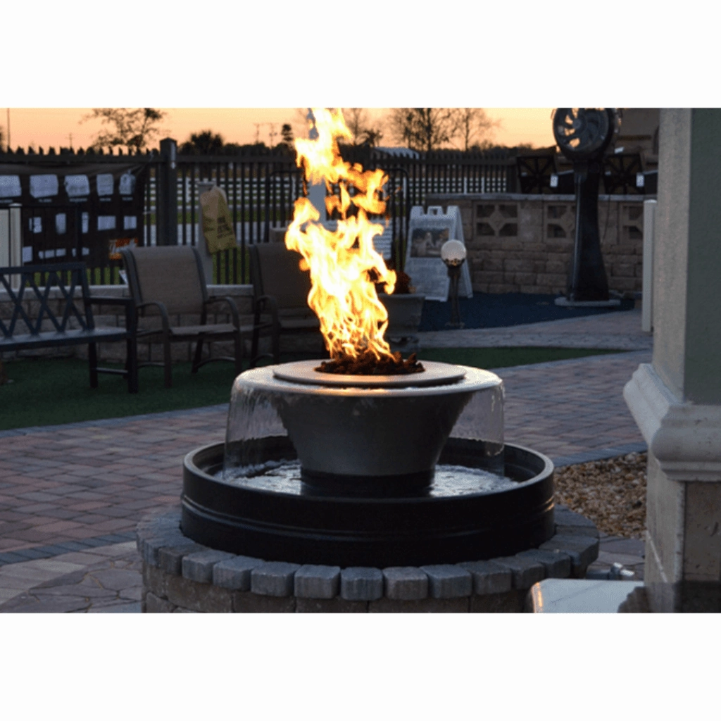 The Outdoor Plus Cazo 30 Hammered Copper 360 Spill Round Match Lit Fire & Water Bowl OPT-30FW360